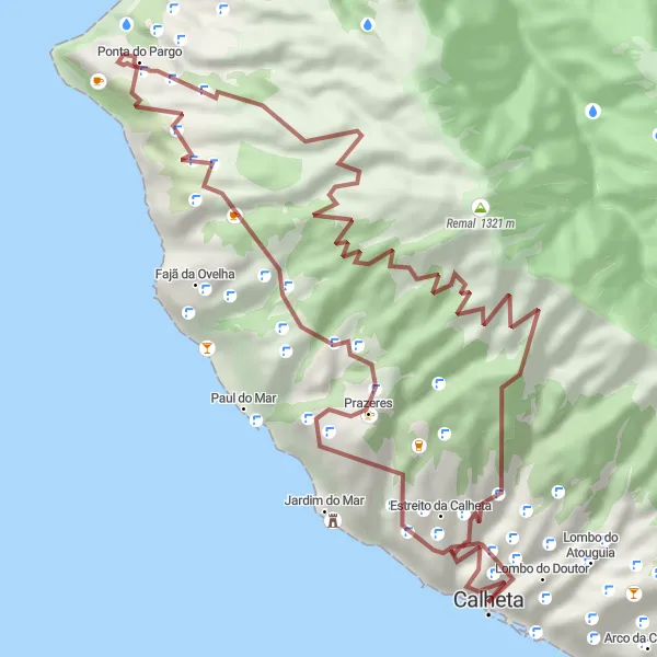 Miniatura do mapa de inspiração para ciclismo "Off-Road Adventure in Madeira" em Região Autónoma da Madeira, Portugal. Gerado pelo planejador de rotas de ciclismo Tarmacs.app
