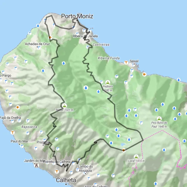 Miniatura do mapa de inspiração para ciclismo "Rota Panorâmica pela Costa de Calheta" em Região Autónoma da Madeira, Portugal. Gerado pelo planejador de rotas de ciclismo Tarmacs.app