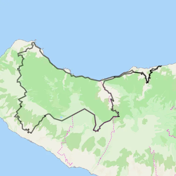 Miniatura do mapa de inspiração para ciclismo "Circuito da Costa Norte da Madeira" em Região Autónoma da Madeira, Portugal. Gerado pelo planejador de rotas de ciclismo Tarmacs.app