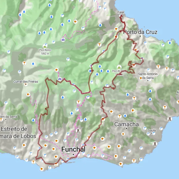 Miniatura do mapa de inspiração para ciclismo "Trilho na Gravel da Penha de Águia" em Região Autónoma da Madeira, Portugal. Gerado pelo planejador de rotas de ciclismo Tarmacs.app