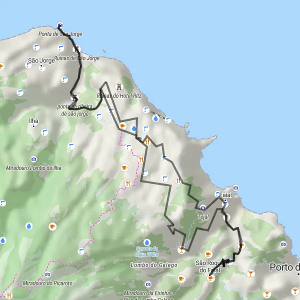 Miniatura do mapa de inspiração para ciclismo "Ciclovia de São Roque do Faial" em Região Autónoma da Madeira, Portugal. Gerado pelo planejador de rotas de ciclismo Tarmacs.app