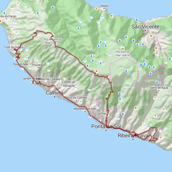 Miniatura do mapa de inspiração para ciclismo "Rota Aventureira de São Lourenço a Miradouro do Precipício" em Região Autónoma da Madeira, Portugal. Gerado pelo planejador de rotas de ciclismo Tarmacs.app