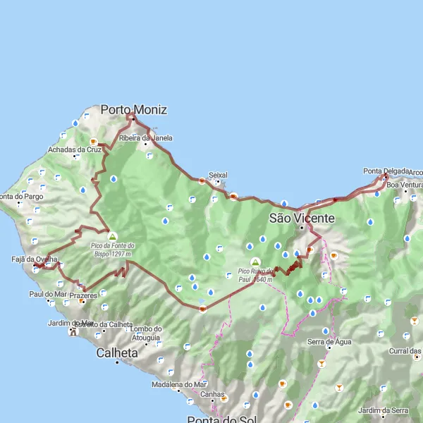 Miniatura do mapa de inspiração para ciclismo "Rota do Paul da Serra e Porto Moniz" em Região Autónoma da Madeira, Portugal. Gerado pelo planejador de rotas de ciclismo Tarmacs.app
