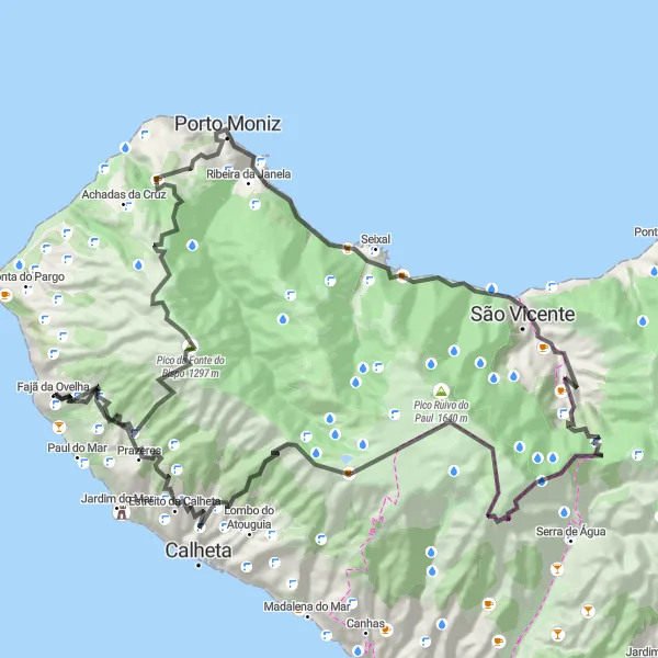 Miniatura do mapa de inspiração para ciclismo "Rota de São Lourenço até Prazeres" em Região Autónoma da Madeira, Portugal. Gerado pelo planejador de rotas de ciclismo Tarmacs.app