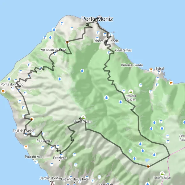 Miniatura do mapa de inspiração para ciclismo "Volta Desafiante até Paul da Serra" em Região Autónoma da Madeira, Portugal. Gerado pelo planejador de rotas de ciclismo Tarmacs.app