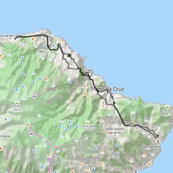 Miniatura do mapa de inspiração para ciclismo "Travessia pela Costa Norte" em Região Autónoma da Madeira, Portugal. Gerado pelo planejador de rotas de ciclismo Tarmacs.app