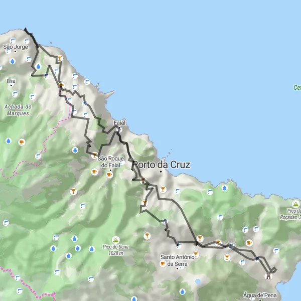 Miniatura do mapa de inspiração para ciclismo "Rota da Natureza Madeirense" em Região Autónoma da Madeira, Portugal. Gerado pelo planejador de rotas de ciclismo Tarmacs.app