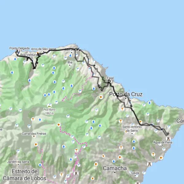 Miniatura do mapa de inspiração para ciclismo "Costa Norte Radical" em Região Autónoma da Madeira, Portugal. Gerado pelo planejador de rotas de ciclismo Tarmacs.app