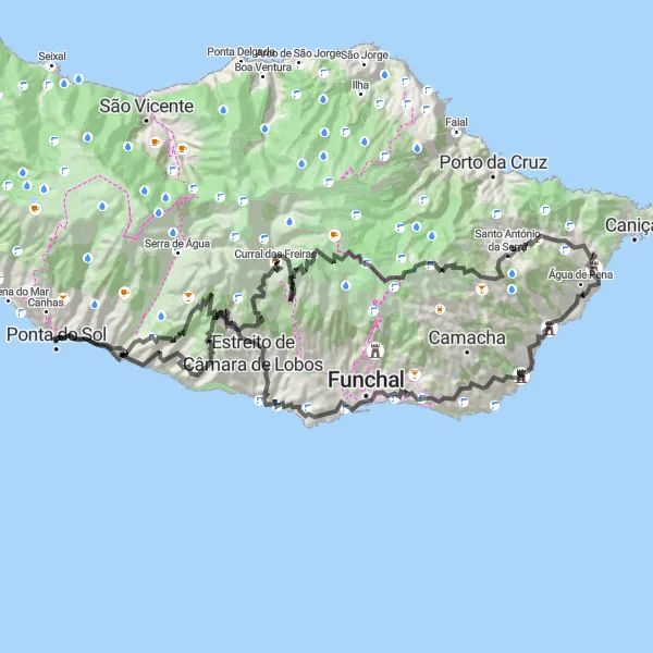 Miniatura do mapa de inspiração para ciclismo "Desafio da Ilha da Madeira" em Região Autónoma da Madeira, Portugal. Gerado pelo planejador de rotas de ciclismo Tarmacs.app