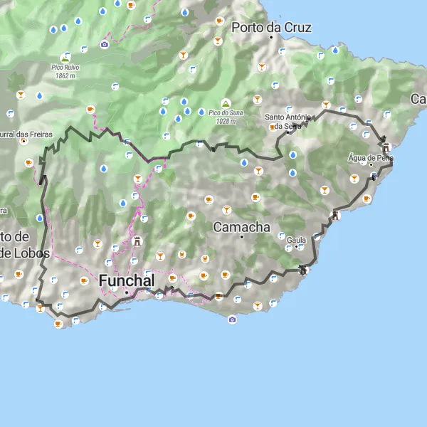 Miniatura do mapa de inspiração para ciclismo "Caminho Histórico de Machico" em Região Autónoma da Madeira, Portugal. Gerado pelo planejador de rotas de ciclismo Tarmacs.app