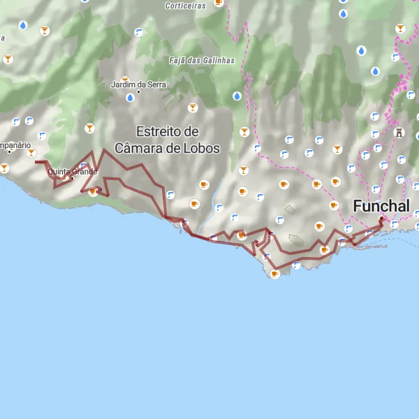 Miniatura do mapa de inspiração para ciclismo "Circuito Sé - Cais do Carvão" em Região Autónoma da Madeira, Portugal. Gerado pelo planejador de rotas de ciclismo Tarmacs.app