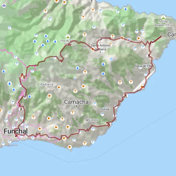 Miniatura do mapa de inspiração para ciclismo "Caminho da Madeira Toboggan" em Região Autónoma da Madeira, Portugal. Gerado pelo planejador de rotas de ciclismo Tarmacs.app