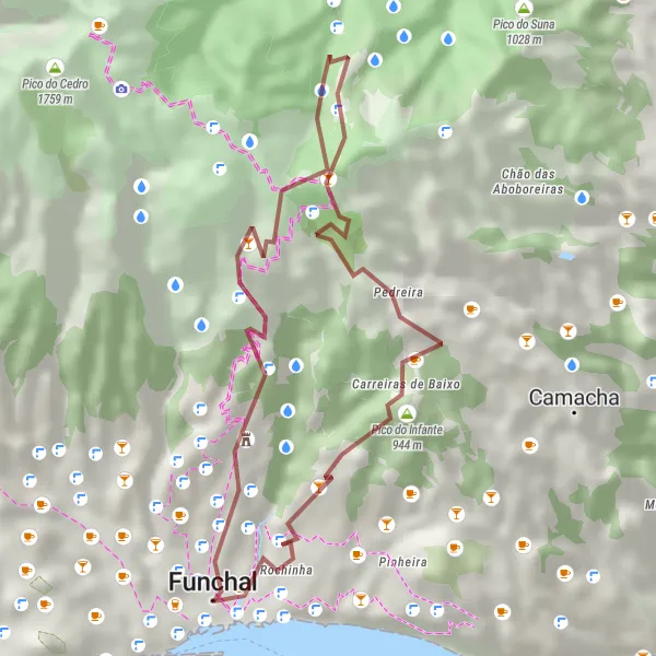 Miniatura do mapa de inspiração para ciclismo "Aventura na Natureza Gravel" em Região Autónoma da Madeira, Portugal. Gerado pelo planejador de rotas de ciclismo Tarmacs.app