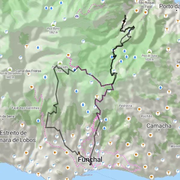 Miniatura do mapa de inspiração para ciclismo "Exploração da Natureza em Fajã Grande" em Região Autónoma da Madeira, Portugal. Gerado pelo planejador de rotas de ciclismo Tarmacs.app