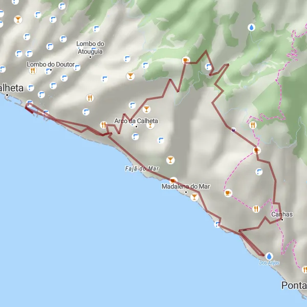 Miniatura do mapa de inspiração para ciclismo "Passeio de Bicicleta em Gravel até Canhas" em Região Autónoma da Madeira, Portugal. Gerado pelo planejador de rotas de ciclismo Tarmacs.app