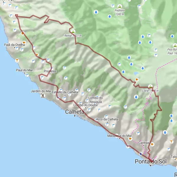 Miniatura do mapa de inspiração para ciclismo "Rota de Ciclismo em Gravel até Rabaçal" em Região Autónoma da Madeira, Portugal. Gerado pelo planejador de rotas de ciclismo Tarmacs.app