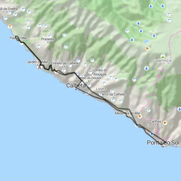 Miniatura do mapa de inspiração para ciclismo "Rota de Ciclismo em Estrada até Miradouro" em Região Autónoma da Madeira, Portugal. Gerado pelo planejador de rotas de ciclismo Tarmacs.app