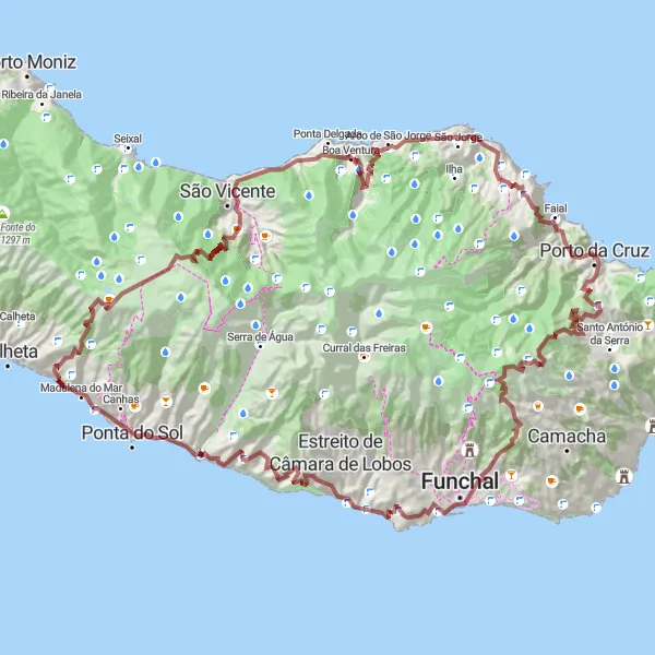 Miniatura do mapa de inspiração para ciclismo "Trilho da Aventura Gravel" em Região Autónoma da Madeira, Portugal. Gerado pelo planejador de rotas de ciclismo Tarmacs.app