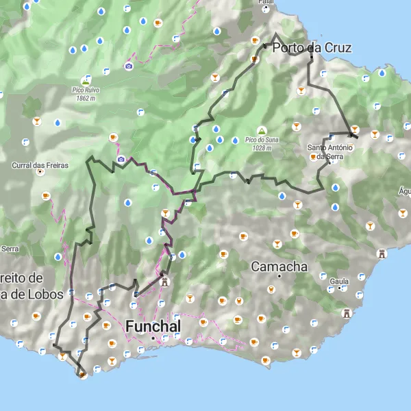 Miniatura do mapa de inspiração para ciclismo "Circuito da Montanha Madeira" em Região Autónoma da Madeira, Portugal. Gerado pelo planejador de rotas de ciclismo Tarmacs.app