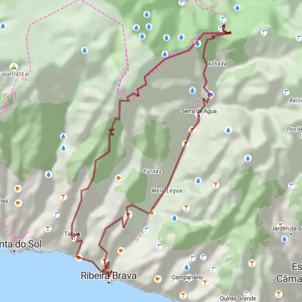Miniatura do mapa de inspiração para ciclismo "Exploração de Mountain Bike até Ribeira Brava" em Região Autónoma da Madeira, Portugal. Gerado pelo planejador de rotas de ciclismo Tarmacs.app