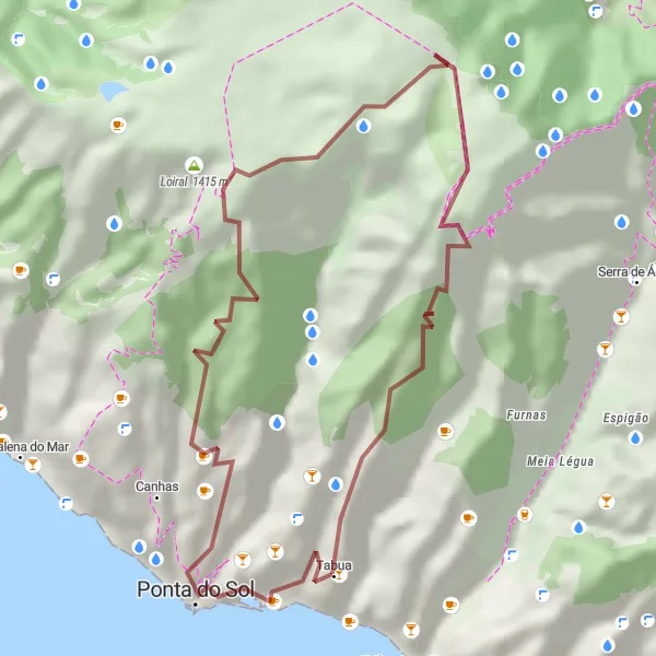Miniatura do mapa de inspiração para ciclismo "Desafio de Mountain Bike de Ponta do Sol a Ribeira Brava" em Região Autónoma da Madeira, Portugal. Gerado pelo planejador de rotas de ciclismo Tarmacs.app
