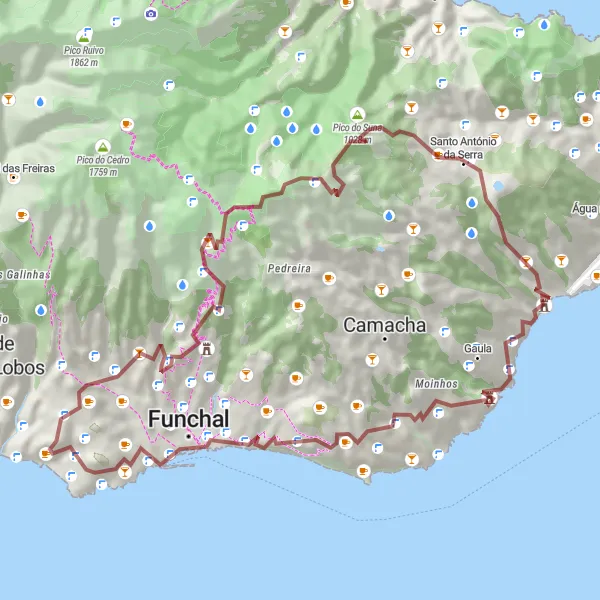 Miniatura do mapa de inspiração para ciclismo "Rota de Gravel Forte de São Fernando" em Região Autónoma da Madeira, Portugal. Gerado pelo planejador de rotas de ciclismo Tarmacs.app