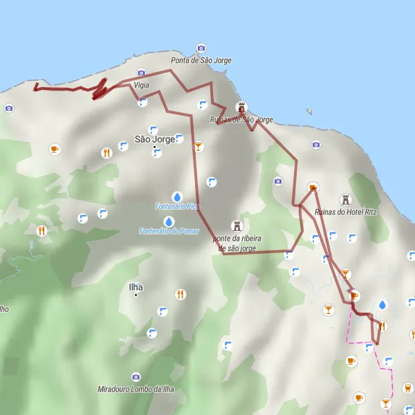 Miniatura do mapa de inspiração para ciclismo "Trilho da Vigia" em Região Autónoma da Madeira, Portugal. Gerado pelo planejador de rotas de ciclismo Tarmacs.app