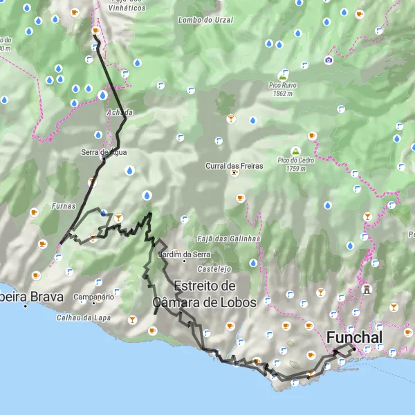 Miniatura do mapa de inspiração para ciclismo "Rota Cénica de São Roque" em Região Autónoma da Madeira, Portugal. Gerado pelo planejador de rotas de ciclismo Tarmacs.app