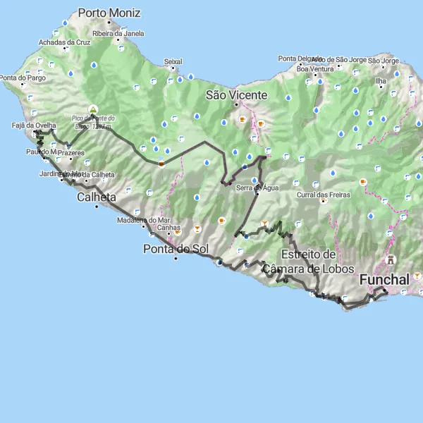 Miniatura do mapa de inspiração para ciclismo "Volta Panorâmica de São Roque" em Região Autónoma da Madeira, Portugal. Gerado pelo planejador de rotas de ciclismo Tarmacs.app