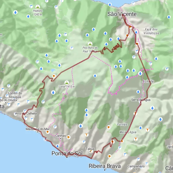 Miniatura do mapa de inspiração para ciclismo "Rota de Gravel da Encumeada" em Região Autónoma da Madeira, Portugal. Gerado pelo planejador de rotas de ciclismo Tarmacs.app