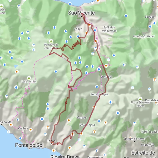 Miniatura do mapa de inspiração para ciclismo "Desafio da Montanha no Madeira" em Região Autónoma da Madeira, Portugal. Gerado pelo planejador de rotas de ciclismo Tarmacs.app