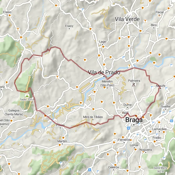 Miniatura do mapa de inspiração para ciclismo "Explorando a Natureza em Gravel" em Norte, Portugal. Gerado pelo planejador de rotas de ciclismo Tarmacs.app