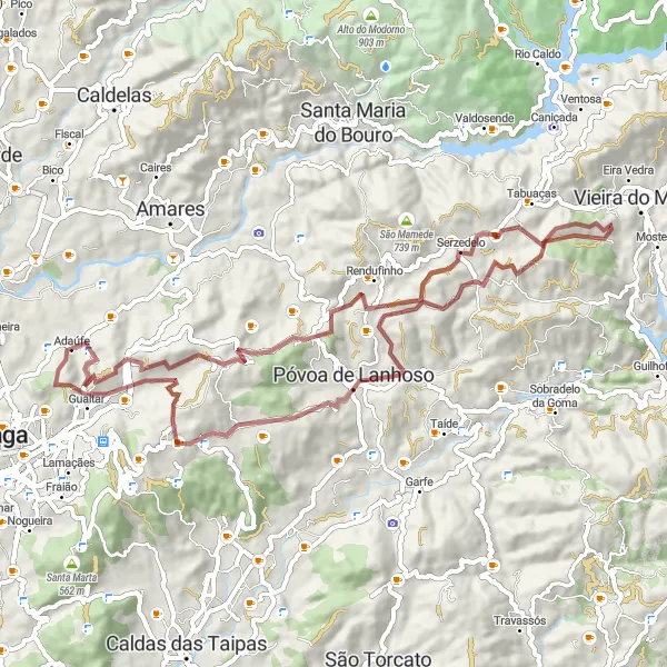 Miniatura do mapa de inspiração para ciclismo "Trilho de Gravel do Norte" em Norte, Portugal. Gerado pelo planejador de rotas de ciclismo Tarmacs.app