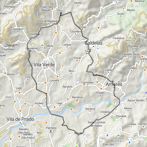 Miniatura do mapa de inspiração para ciclismo "Passeio Rápido por Amares" em Norte, Portugal. Gerado pelo planejador de rotas de ciclismo Tarmacs.app