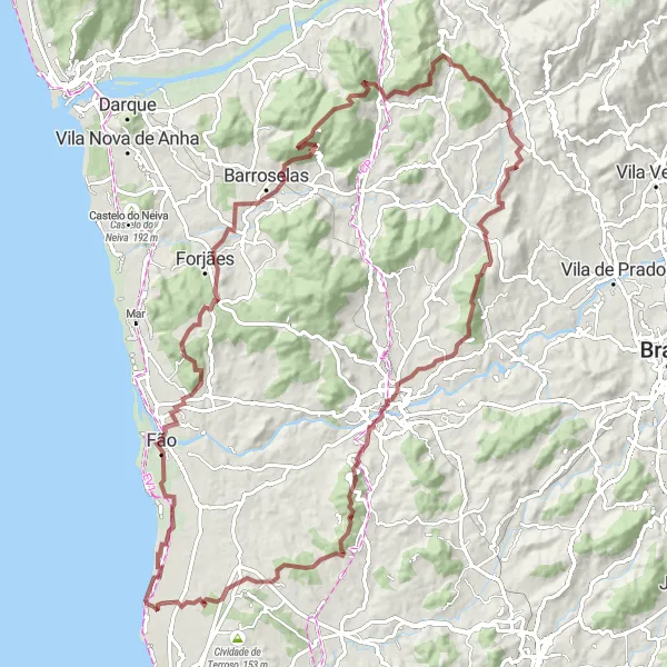 Miniatura do mapa de inspiração para ciclismo "Rota de Gandra para Navais" em Norte, Portugal. Gerado pelo planejador de rotas de ciclismo Tarmacs.app