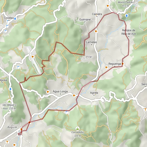 Miniatura do mapa de inspiração para ciclismo "Trilha de Gravel até Água Longa" em Norte, Portugal. Gerado pelo planejador de rotas de ciclismo Tarmacs.app