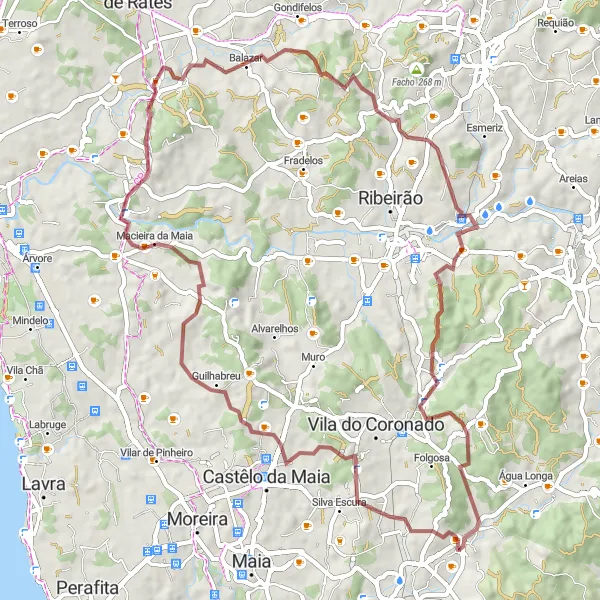 Map miniature of "Avioso Gravel Loop" cycling inspiration in Norte, Portugal. Generated by Tarmacs.app cycling route planner