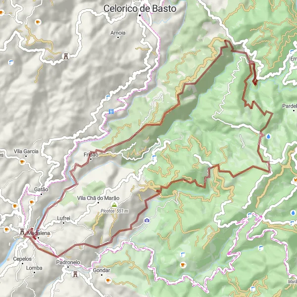 Miniatura do mapa de inspiração para ciclismo "Caminho dos Altos Montes Gravel" em Norte, Portugal. Gerado pelo planejador de rotas de ciclismo Tarmacs.app