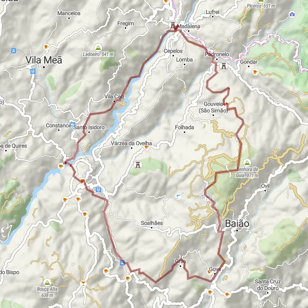 Map miniature of "Gerês Gravel Adventure" cycling inspiration in Norte, Portugal. Generated by Tarmacs.app cycling route planner