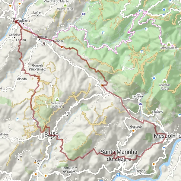 Miniatura do mapa de inspiração para ciclismo "Trilho de São Nicolau" em Norte, Portugal. Gerado pelo planejador de rotas de ciclismo Tarmacs.app