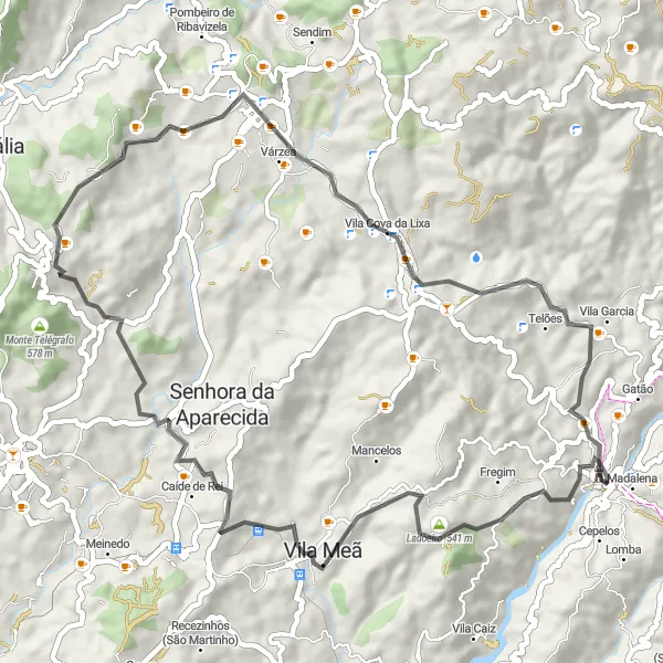 Map miniature of "Minho Valley Ride" cycling inspiration in Norte, Portugal. Generated by Tarmacs.app cycling route planner