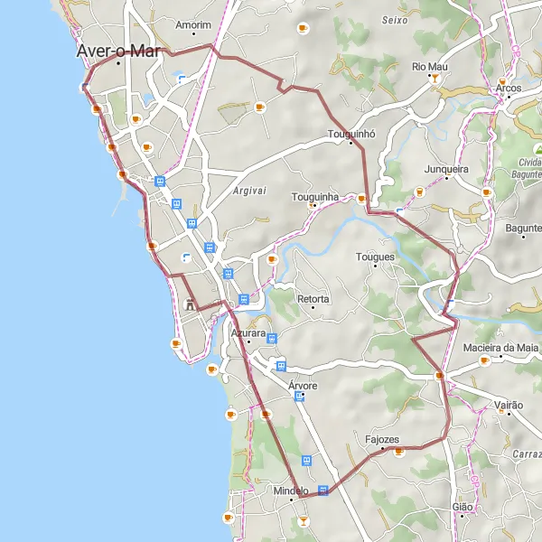 Miniatura do mapa de inspiração para ciclismo "Caminho de Gravel de Touguinhó" em Norte, Portugal. Gerado pelo planejador de rotas de ciclismo Tarmacs.app