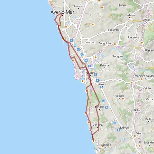 Miniatura do mapa de inspiração para ciclismo "Ciclovia de Pelourinhos e Miradouros" em Norte, Portugal. Gerado pelo planejador de rotas de ciclismo Tarmacs.app