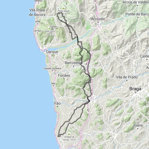 Miniatura do mapa de inspiração para ciclismo "Rota de Ciclismo de Estrada Desafiadora pelo Norte de Portugal" em Norte, Portugal. Gerado pelo planejador de rotas de ciclismo Tarmacs.app