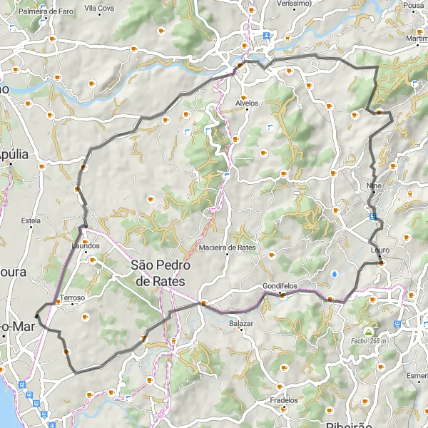 Miniatura do mapa de inspiração para ciclismo "Rota de Ciclismo de Estrada de Amorim a Amorim" em Norte, Portugal. Gerado pelo planejador de rotas de ciclismo Tarmacs.app