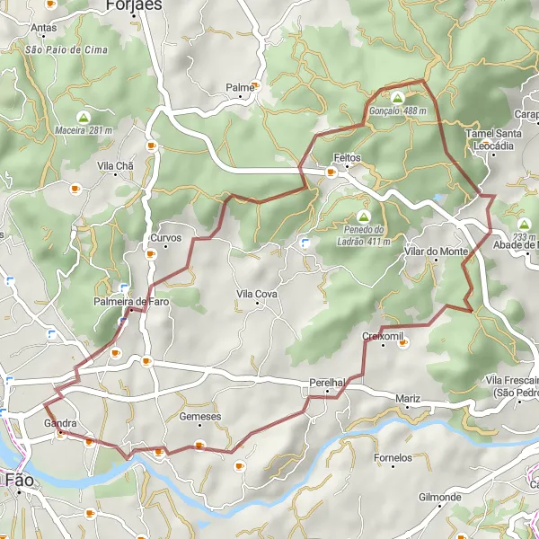 Miniatura do mapa de inspiração para ciclismo "Rota dos Vinhedos" em Norte, Portugal. Gerado pelo planejador de rotas de ciclismo Tarmacs.app