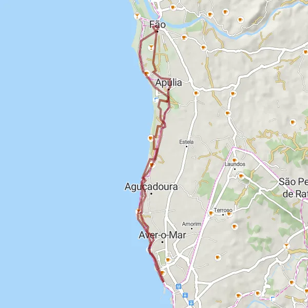 Miniatura do mapa de inspiração para ciclismo "Ciclovia da Costa" em Norte, Portugal. Gerado pelo planejador de rotas de ciclismo Tarmacs.app