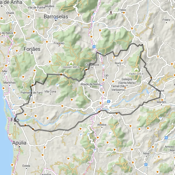Miniatura do mapa de inspiração para ciclismo "Rota das Aldeias" em Norte, Portugal. Gerado pelo planejador de rotas de ciclismo Tarmacs.app