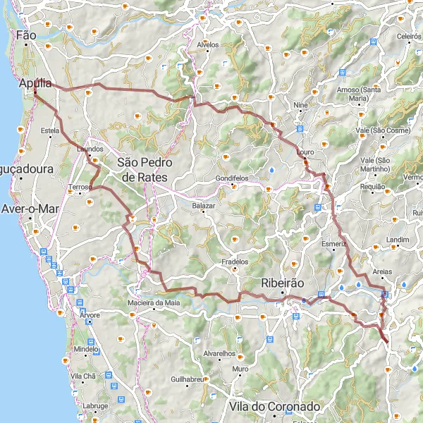 Miniatura do mapa de inspiração para ciclismo "Vilar de Figos e São Félix Gravel Loop" em Norte, Portugal. Gerado pelo planejador de rotas de ciclismo Tarmacs.app