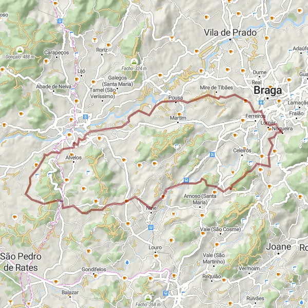 Miniatura do mapa de inspiração para ciclismo "Rota Natural" em Norte, Portugal. Gerado pelo planejador de rotas de ciclismo Tarmacs.app
